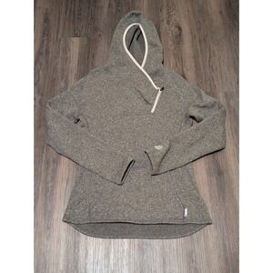 Stio Fleece Pullover Hoodie‎ Thumb Holes Asymmetrical Zip Gray Womens S